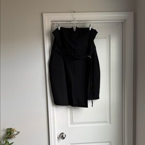 City Chic Black Women's Strapless Belted Dress